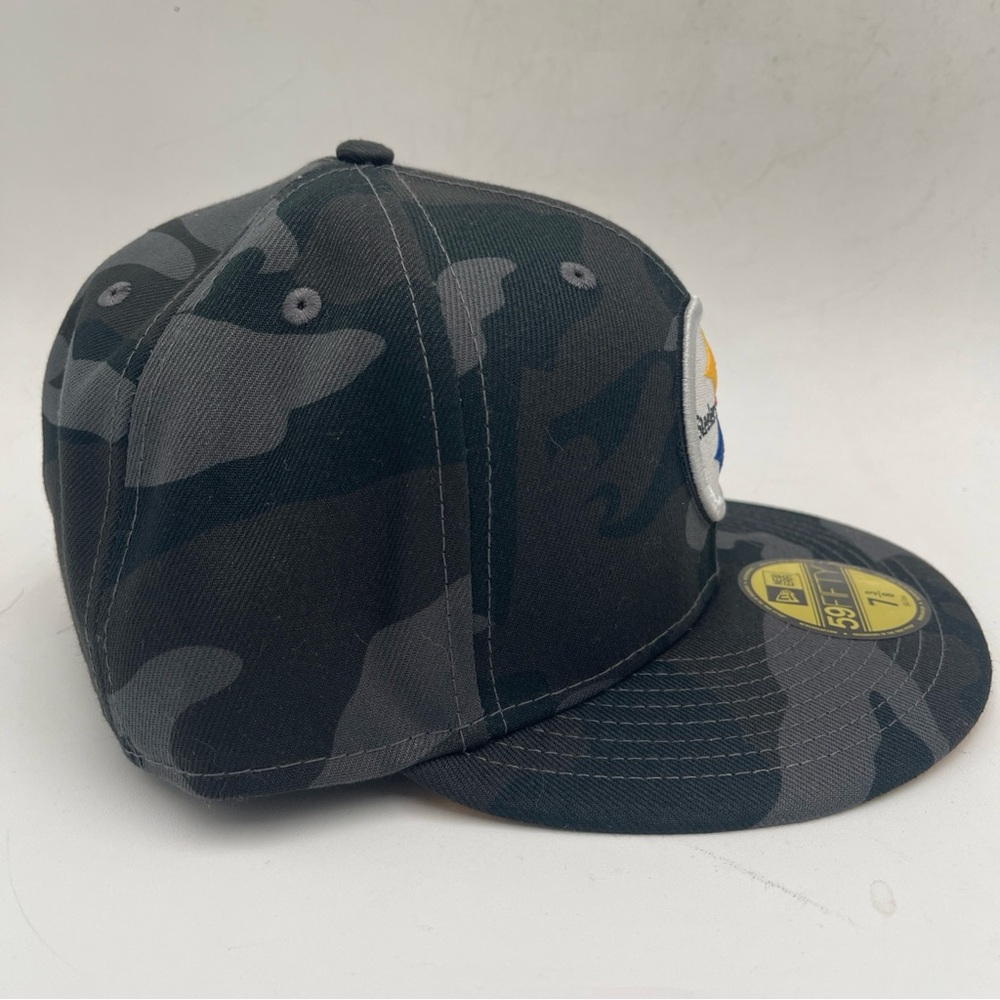 NEW ERA PITTSBURGH STEELERS MENS BLACK CAMO 59FIFTY FITTED HAT 7 3/8 - Picture 4 of 7
